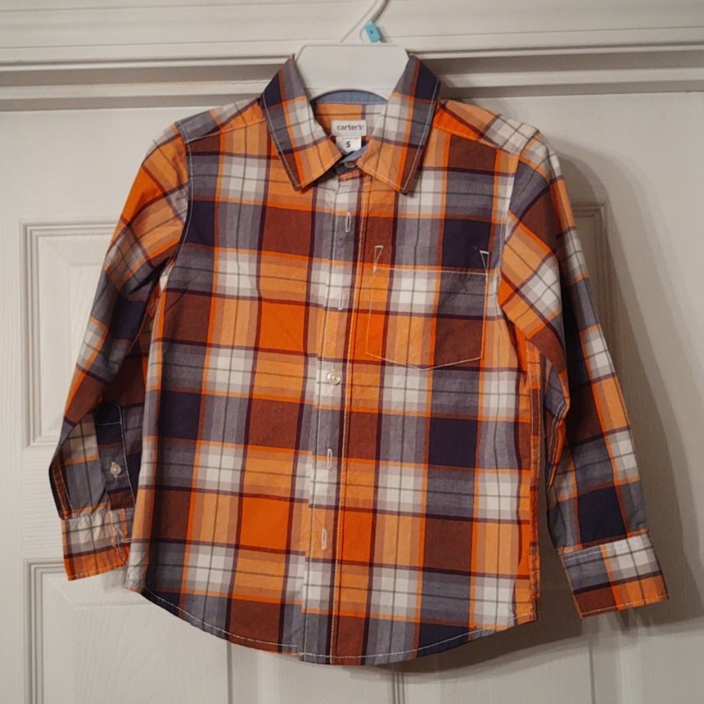 Little boys button up cotton shirt. Size 5
